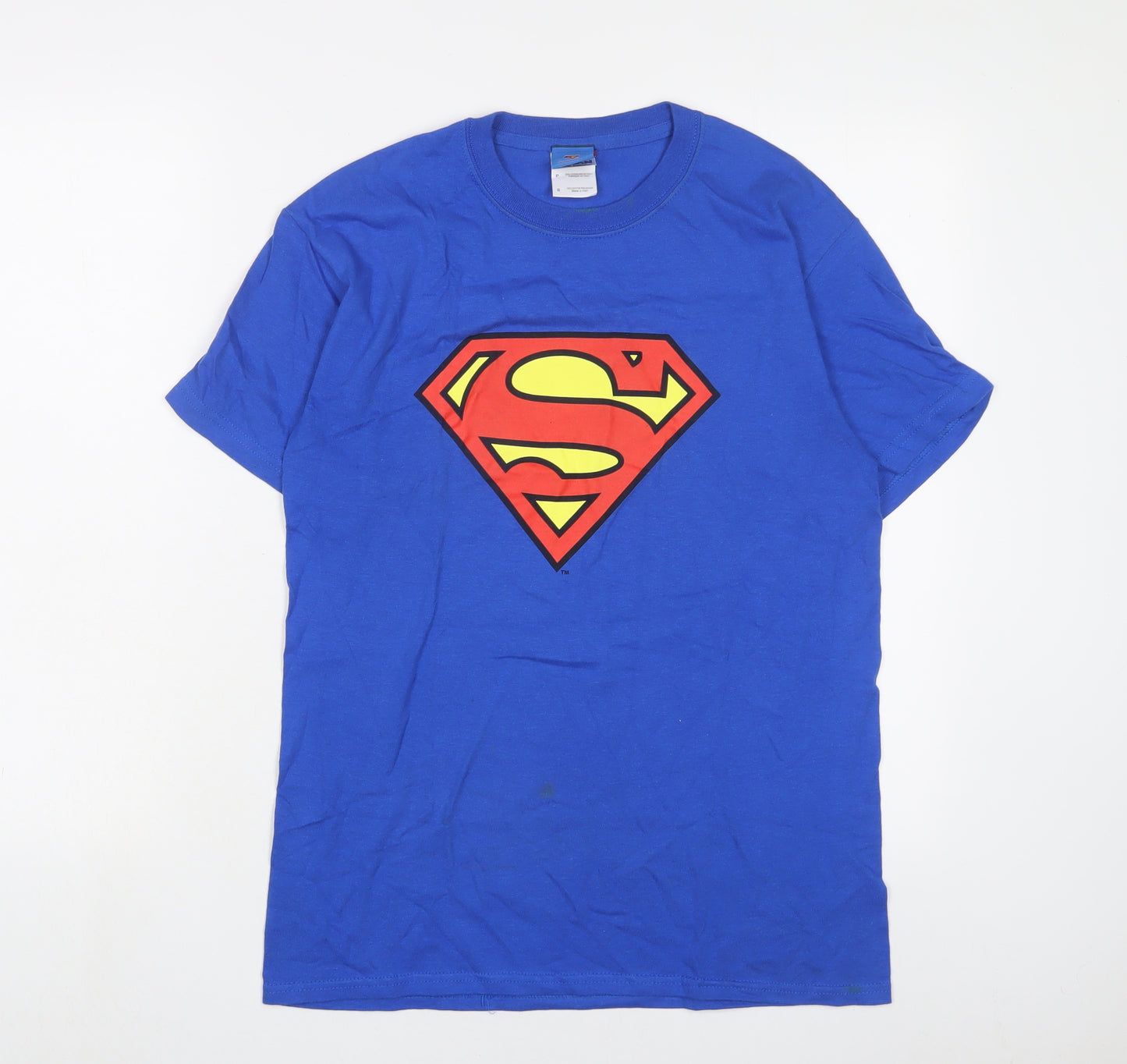 Superman Mens Blue Cotton T-Shirt Size S Crew Neck