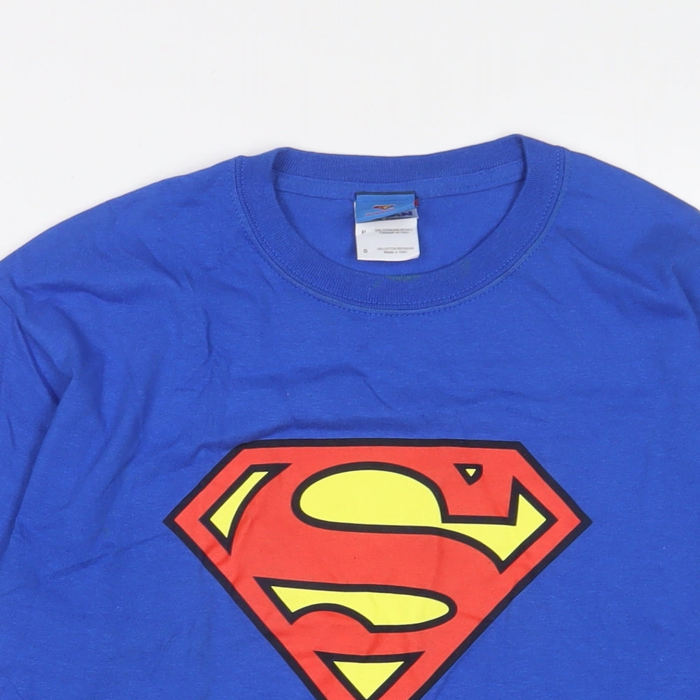Superman Mens Blue Cotton T-Shirt Size S Crew Neck