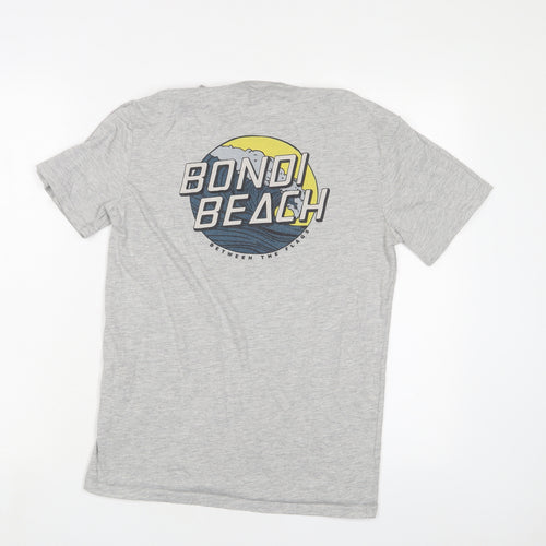 Bondi Beach Womens Grey Cotton Basic T-Shirt Size 2XS Crew Neck