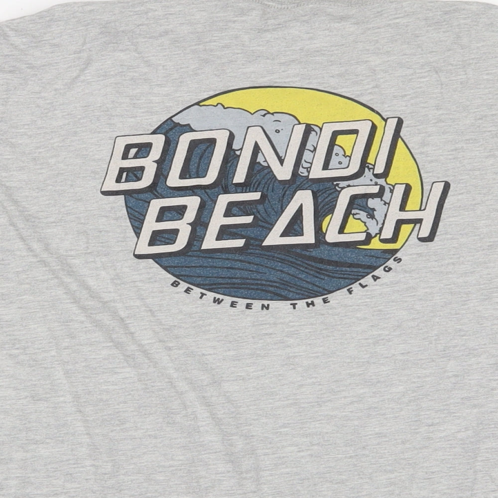 Bondi Beach Womens Grey Cotton Basic T-Shirt Size 2XS Crew Neck