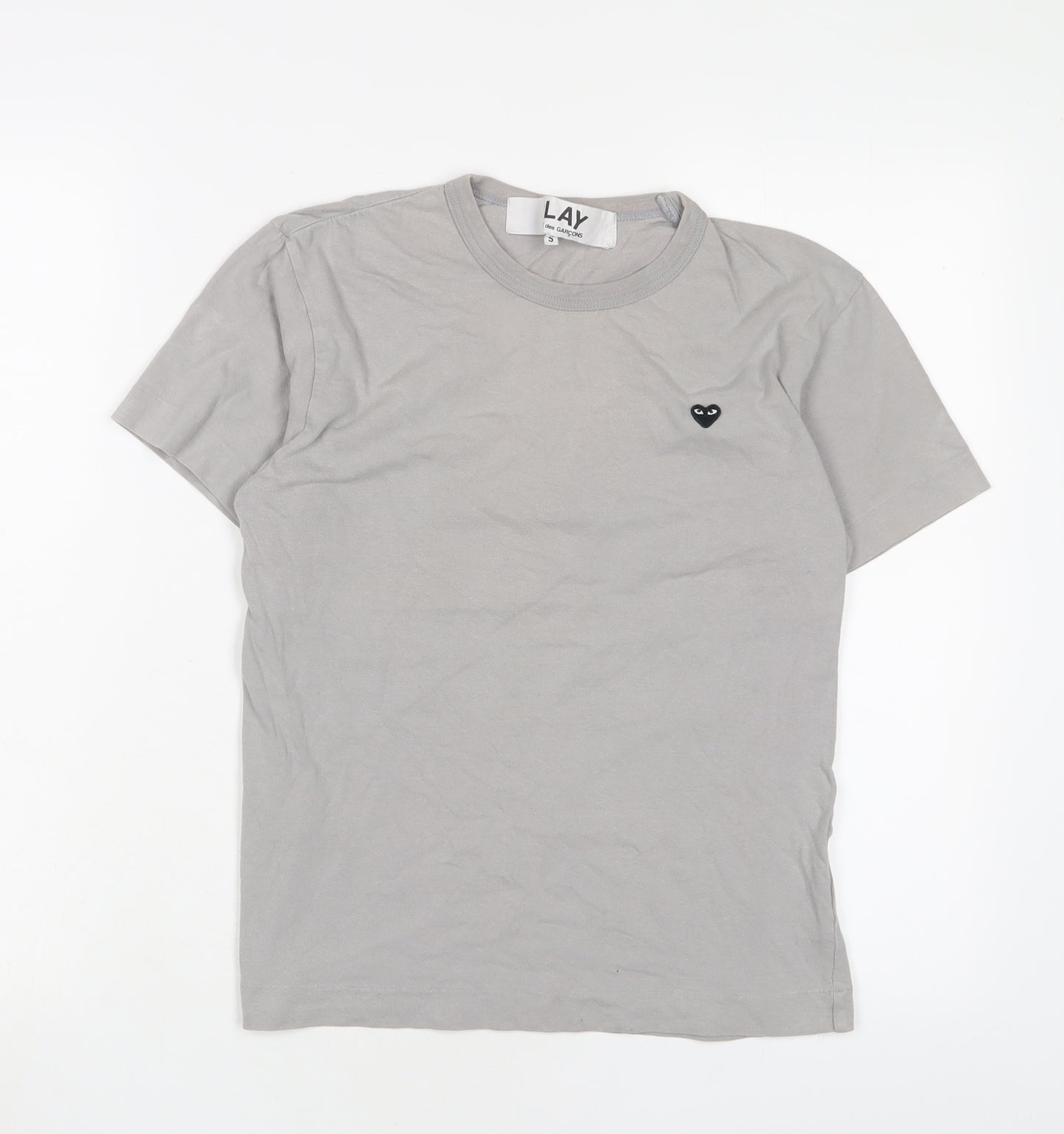 play Womens Grey Cotton Basic T-Shirt Size S Crew Neck - Embroidered