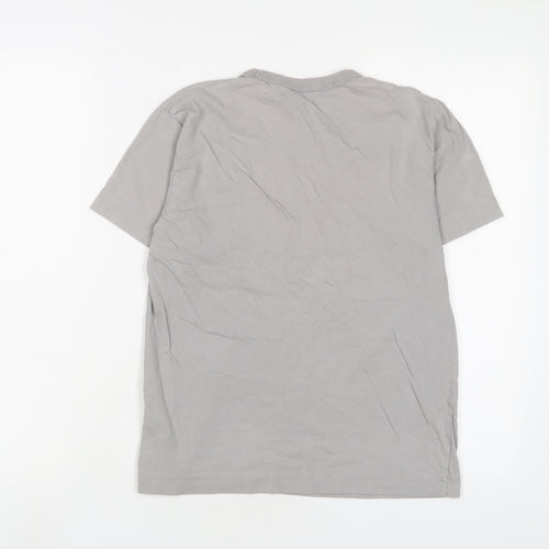 play Womens Grey Cotton Basic T-Shirt Size S Crew Neck - Embroidered