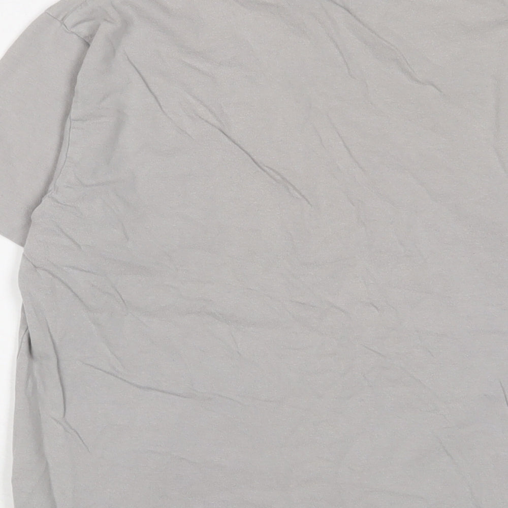 play Womens Grey Cotton Basic T-Shirt Size S Crew Neck - Embroidered