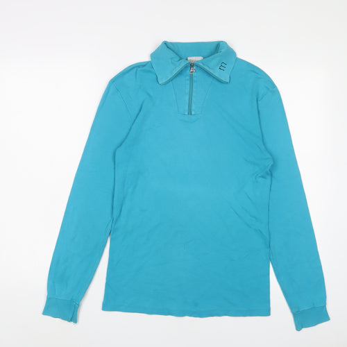 Maser Womens Blue Cotton Pullover Sweatshirt Size M Zip