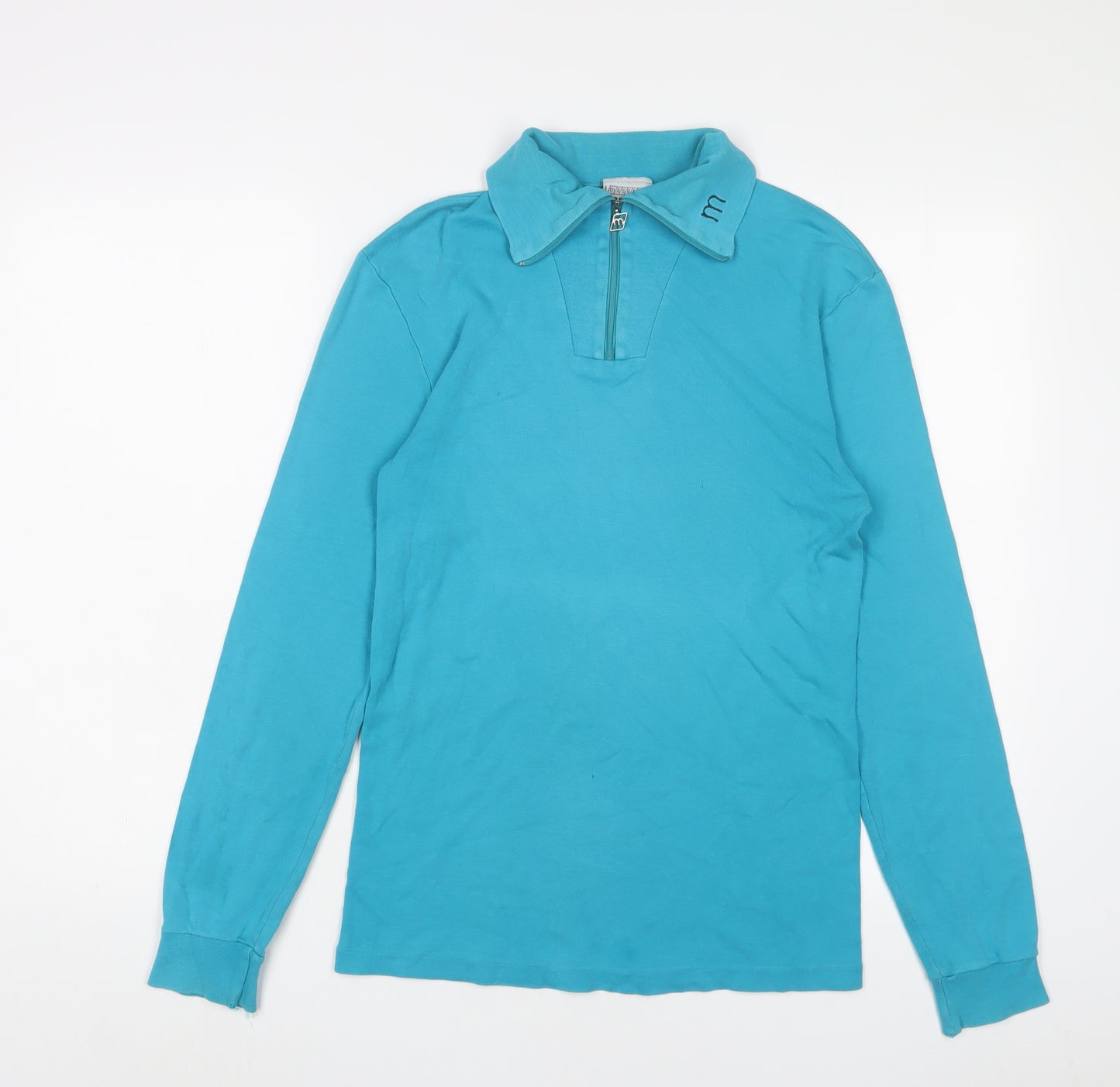Maser Womens Blue Cotton Pullover Sweatshirt Size M Zip