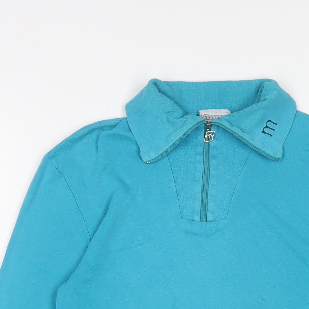 Maser Womens Blue Cotton Pullover Sweatshirt Size M Zip