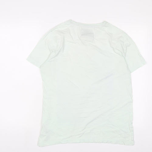 Dissident Womens Green Cotton Basic T-Shirt Size L V-Neck