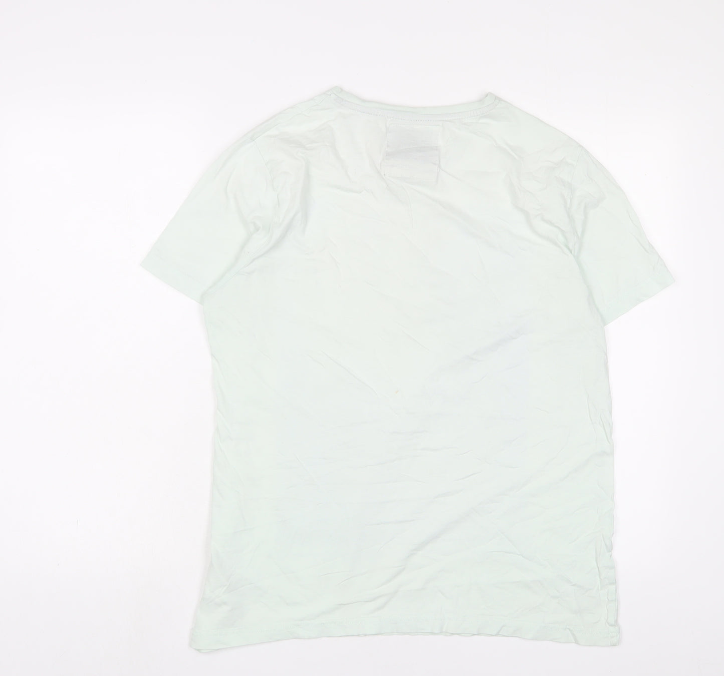 Dissident Womens Green Cotton Basic T-Shirt Size L V-Neck