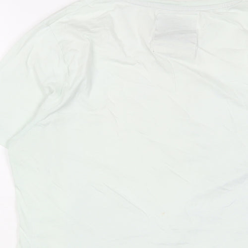 Dissident Womens Green Cotton Basic T-Shirt Size L V-Neck