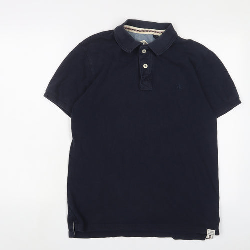 Duffer of St. George Mens Blue Cotton Polo Size S Collared Button