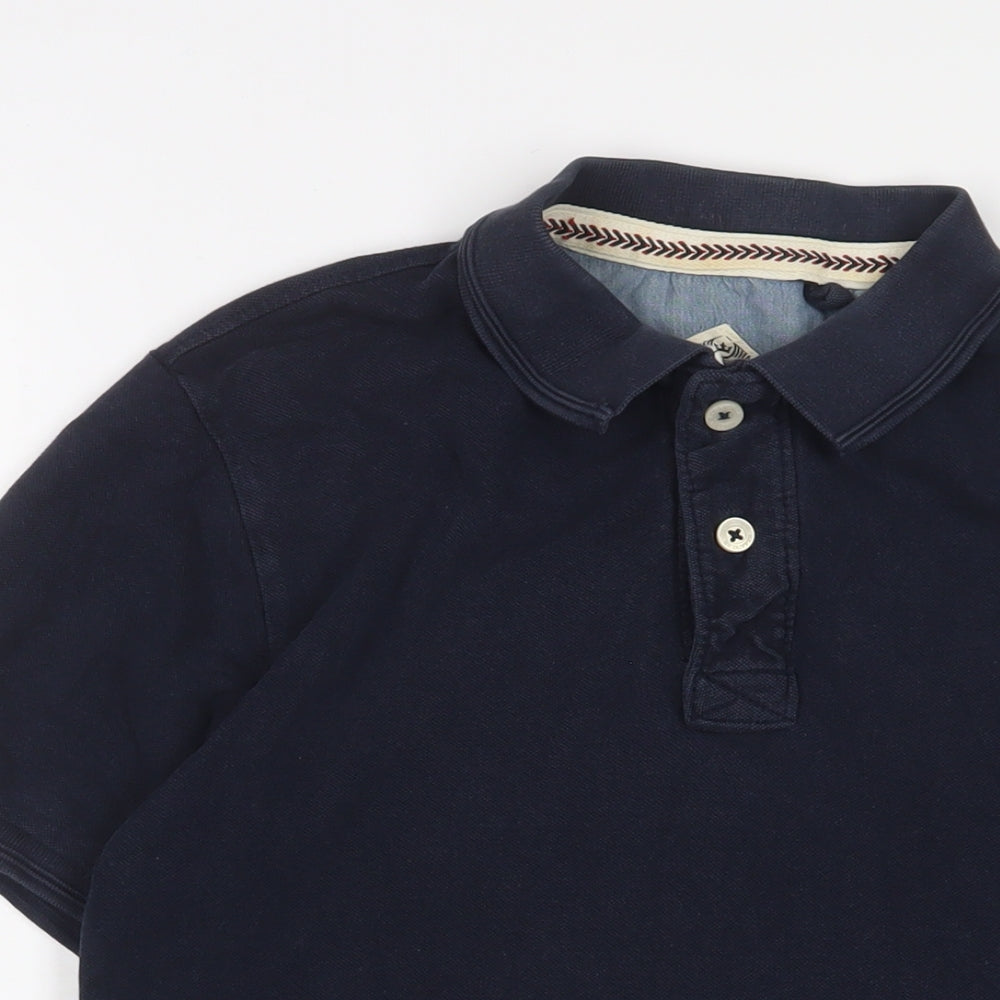 Duffer of St. George Mens Blue Cotton Polo Size S Collared Button