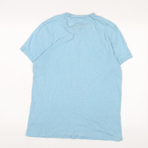 RJR.John Rocha' Mens Blue Cotton T-Shirt Size M Henley
