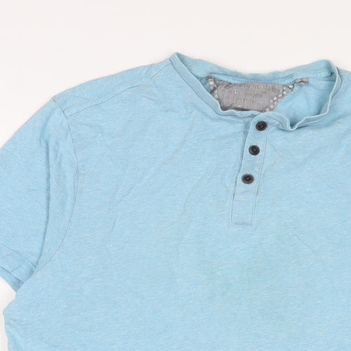 RJR.John Rocha' Mens Blue Cotton T-Shirt Size M Henley
