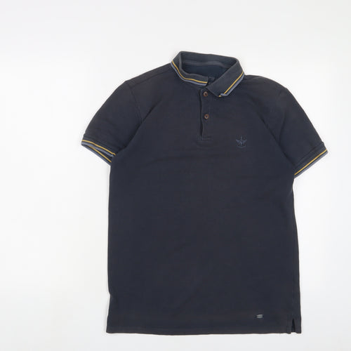 Firetrap Mens Blue Cotton Polo Size S Collared Button