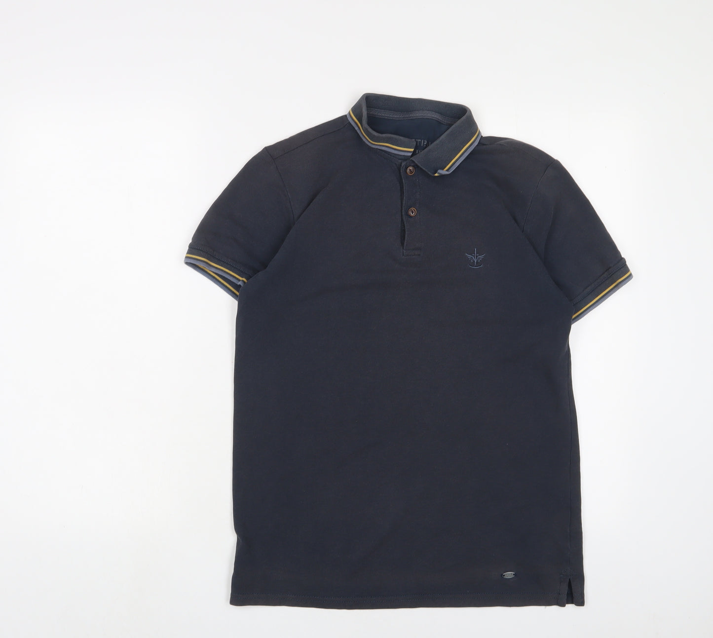 Firetrap Mens Blue Cotton Polo Size S Collared Button