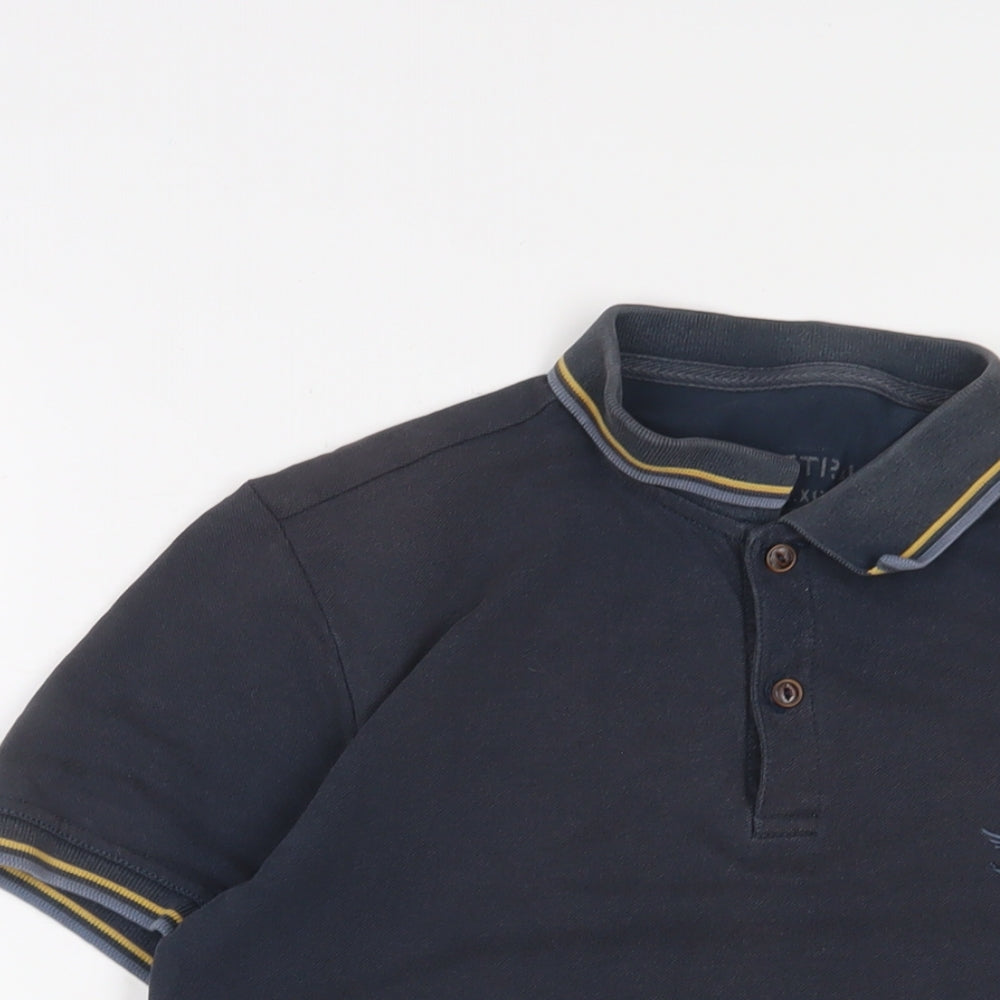 Firetrap Mens Blue Cotton Polo Size S Collared Button