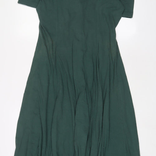 Laura Ashley Womens Green Cotton A-Line Size 16 Collared Button