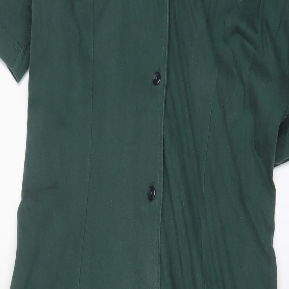 Laura Ashley Womens Green Cotton A-Line Size 16 Collared Button