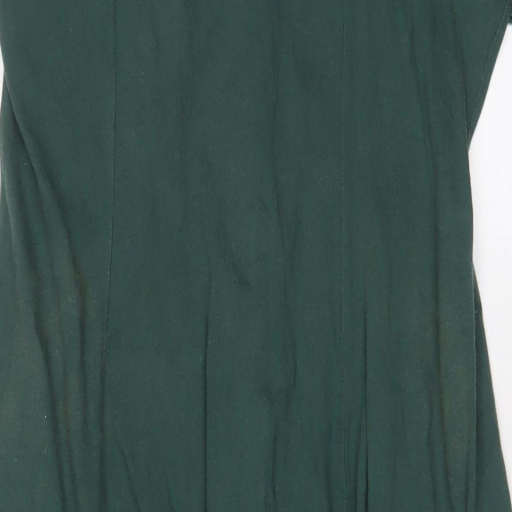 Laura Ashley Womens Green Cotton A-Line Size 16 Collared Button