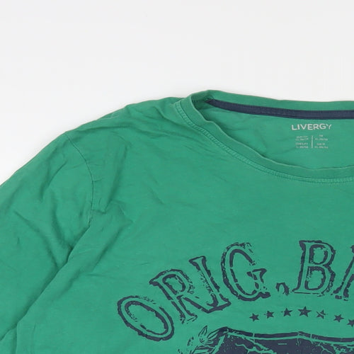Livergy Mens Green Cotton T-Shirt Size XL Crew Neck