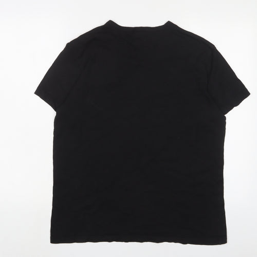 Calvin Klein Womens Black Cotton Basic T-Shirt Size M Crew Neck - Logo