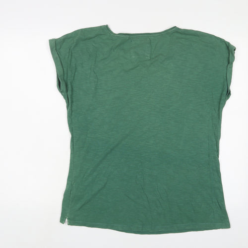 Fat Face Womens Green Cotton Basic T-Shirt Size 14 Crew Neck