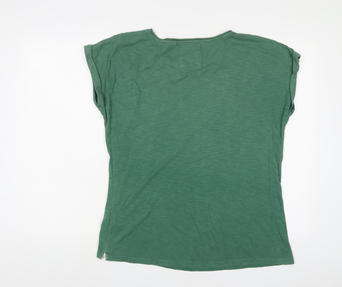 Fat Face Womens Green Cotton Basic T-Shirt Size 14 Crew Neck