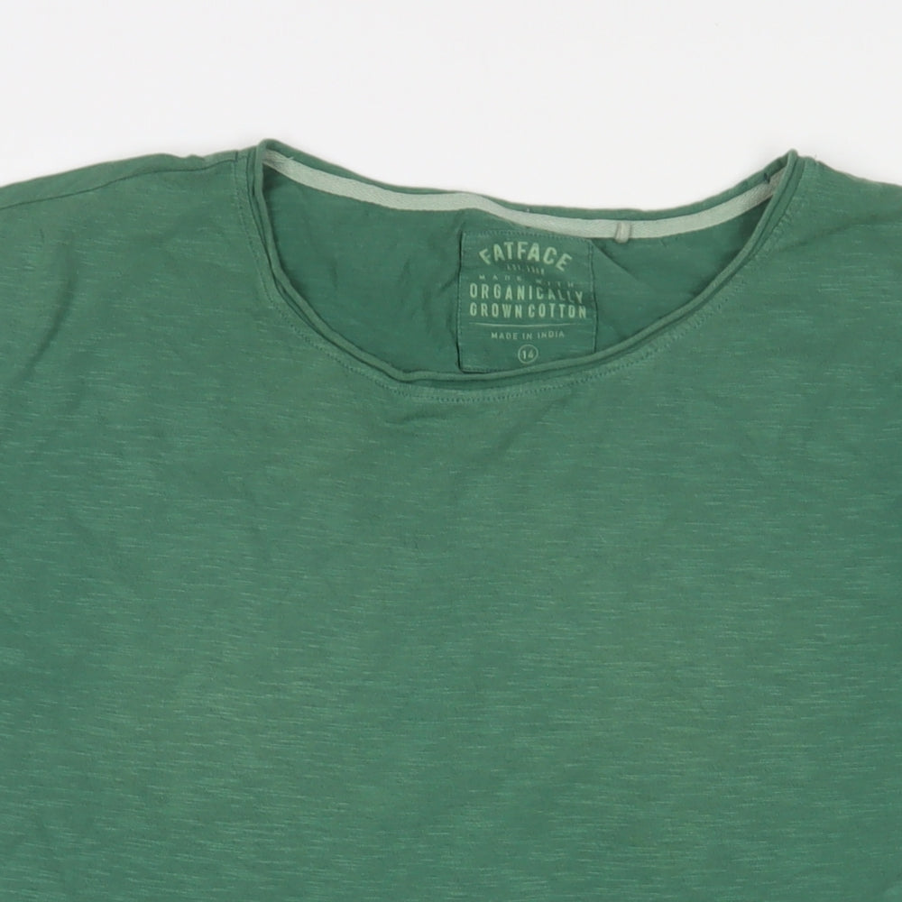 Fat Face Womens Green Cotton Basic T-Shirt Size 14 Crew Neck
