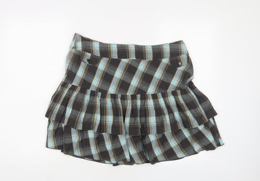 Joe Browns Womens Grey Plaid Cotton A-Line Skirt Size 16 Zip - Vintage