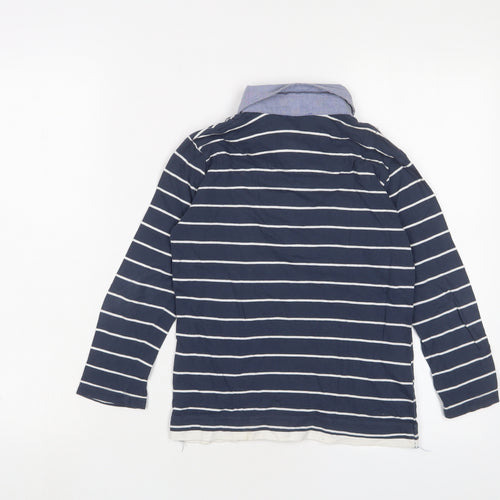 Armani Jeans Boys Blue Striped Cotton Basic Polo Size 7-8 Years Collared Button