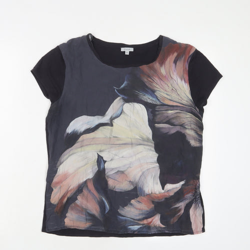 Jigsaw Womens Multicoloured Geometric Cotton Basic T-Shirt Size M Crew Neck