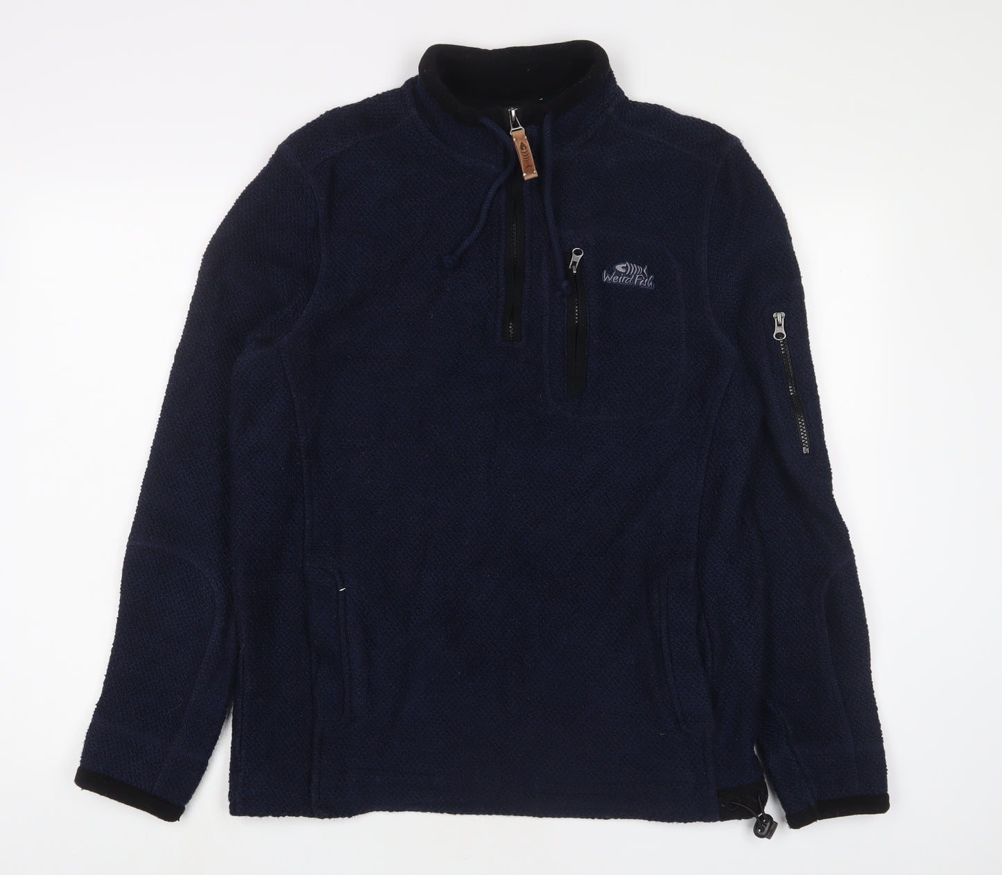 Weird Fish Mens Blue Cotton Pullover Sweatshirt Size S - Logo, Embroidered