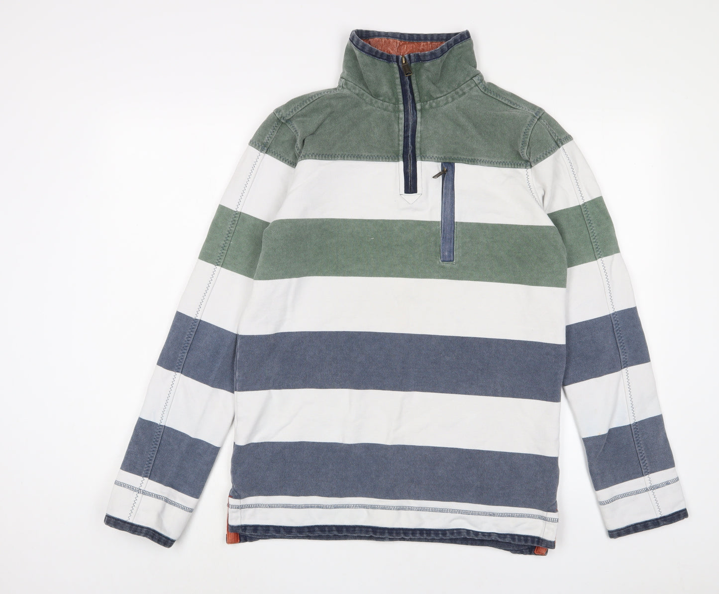 Fat Face Mens Multicoloured Striped Cotton Pullover Sweatshirt Size XS - Logo, Embroidered