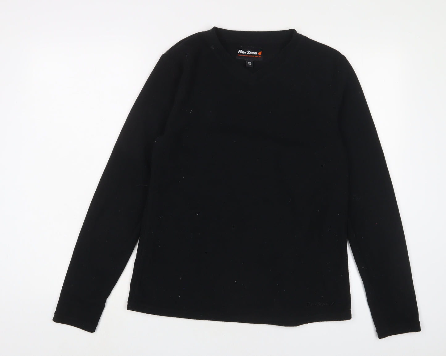 Peter Storm Womens Black Polyester Pullover Sweatshirt Size 12 Pullover - Logo, Embroidered