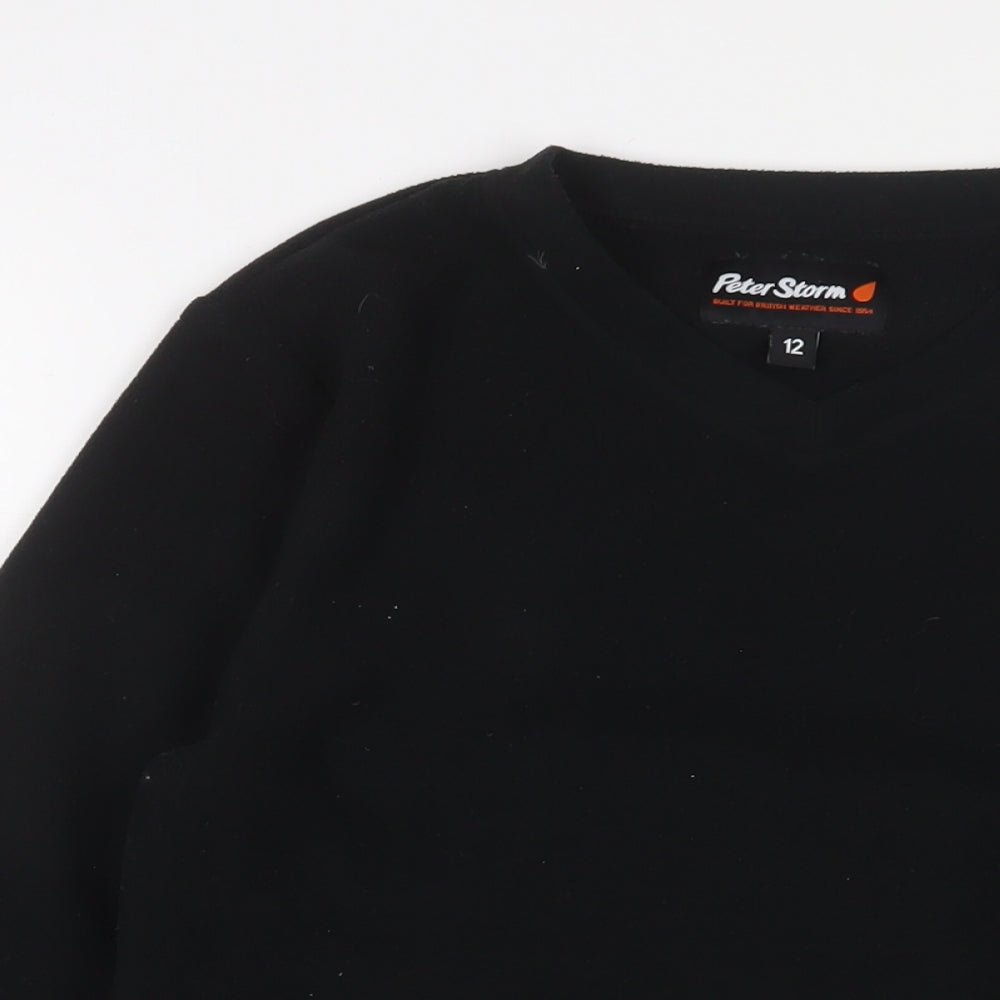Peter Storm Womens Black Polyester Pullover Sweatshirt Size 12 Pullover - Logo, Embroidered