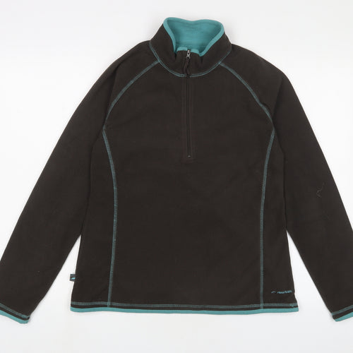 Mountain Life Womens Brown Polyester Pullover Sweatshirt Size S Zip - Embroidered