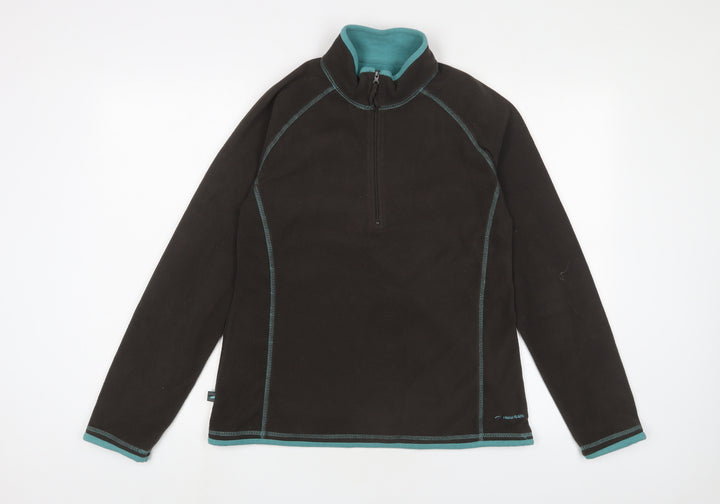 Mountain Life Womens Brown Polyester Pullover Sweatshirt Size S Zip - Embroidered