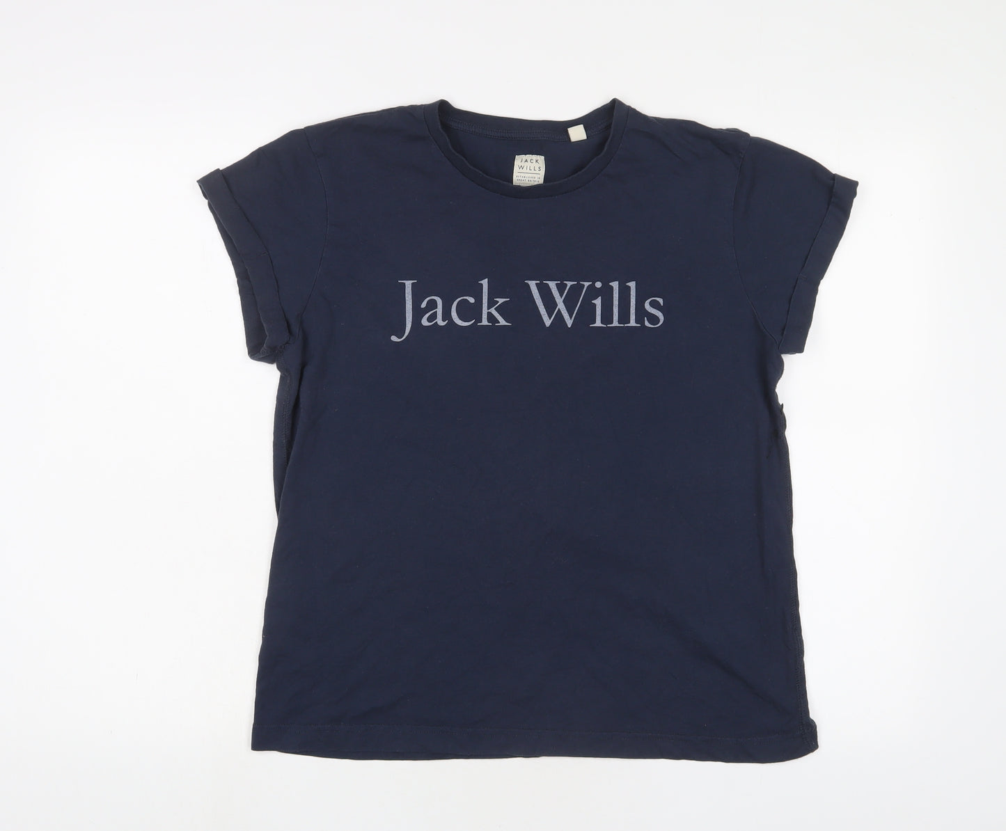 Jack Wills Womens Blue Cotton Basic T-Shirt Size 12 Crew Neck