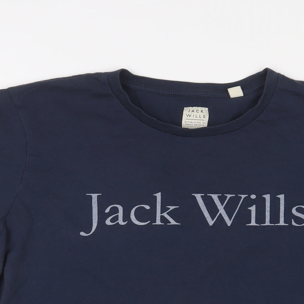 Jack Wills Womens Blue Cotton Basic T-Shirt Size 12 Crew Neck