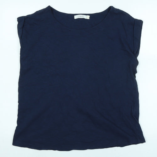 Lily & Me Womens Blue Cotton Basic T-Shirt Size 16 Boat Neck