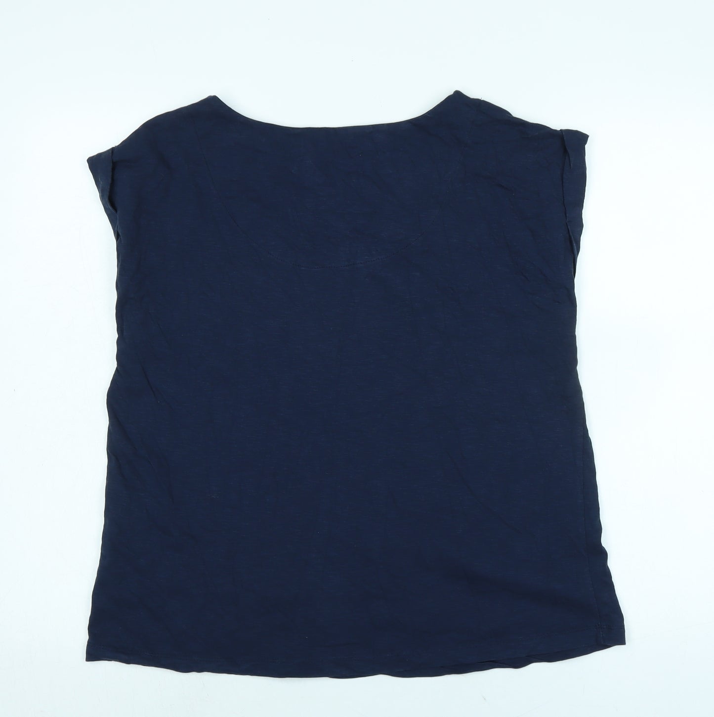 Lily & Me Womens Blue Cotton Basic T-Shirt Size 16 Boat Neck