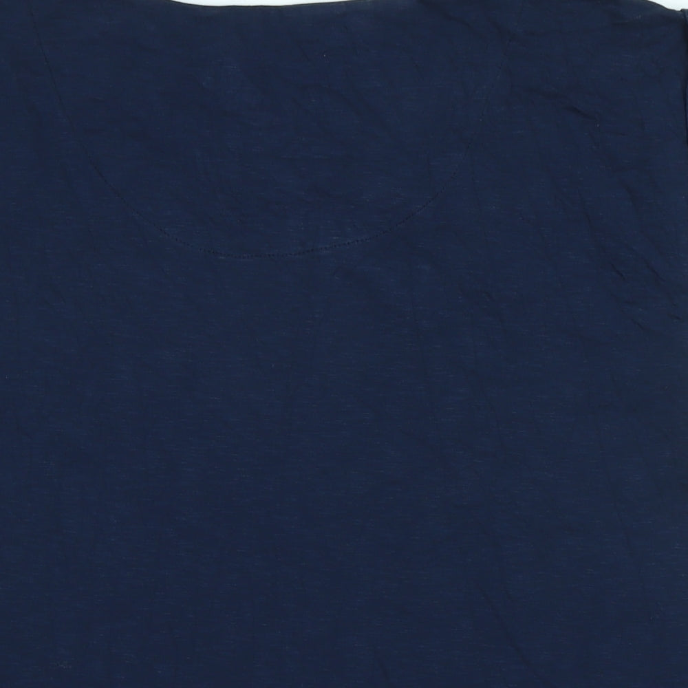 Lily & Me Womens Blue Cotton Basic T-Shirt Size 16 Boat Neck