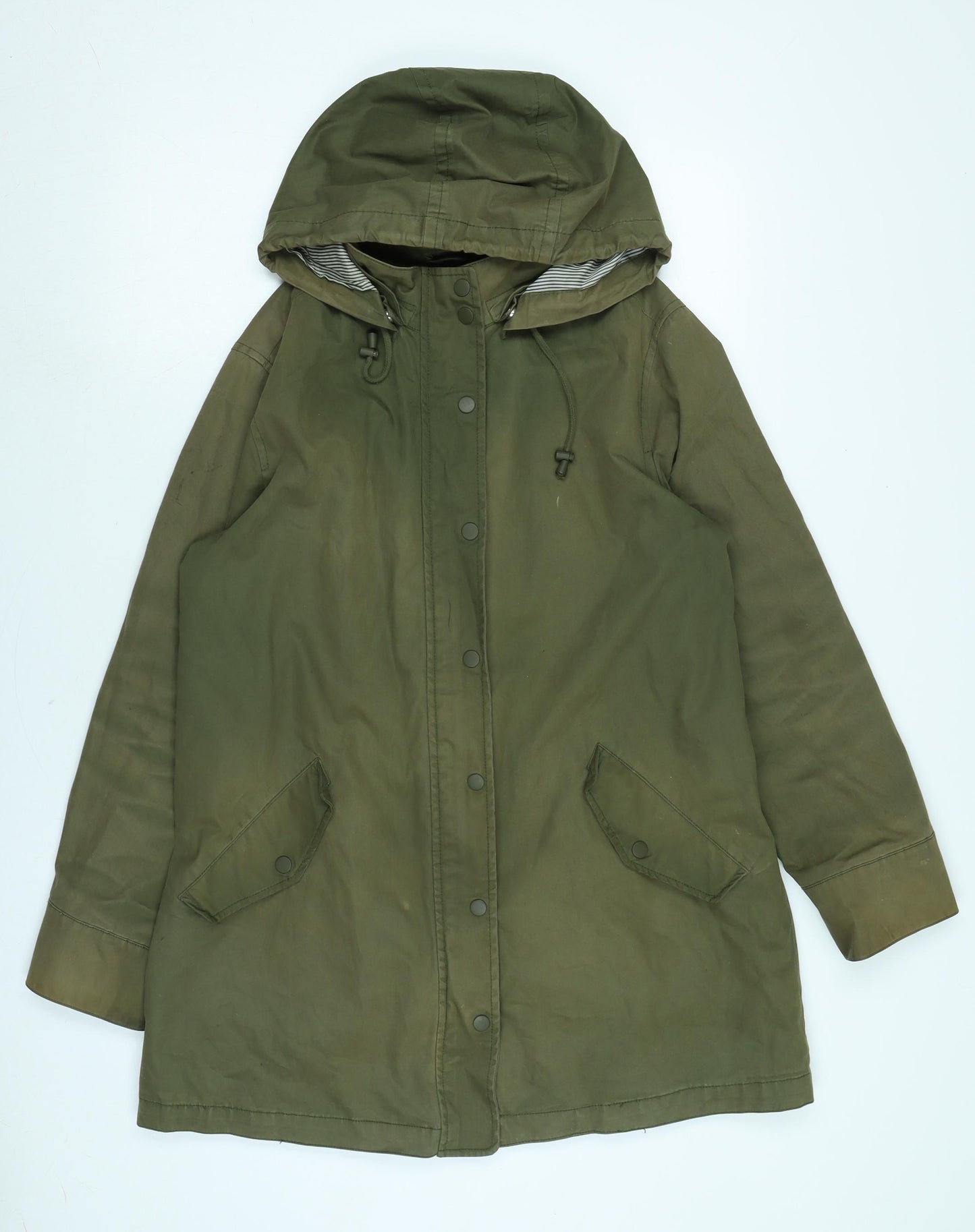 John Lewis Womens Green Anorak Coat Size 12 Zip