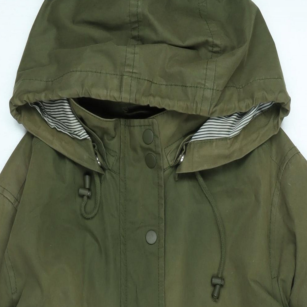 John Lewis Womens Green Anorak Coat Size 12 Zip