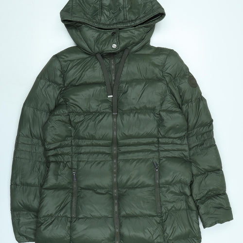 DKNY Womens Green Quilted Coat Size 12 Zip - DKNY