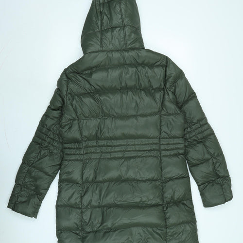 DKNY Womens Green Quilted Coat Size 12 Zip - DKNY