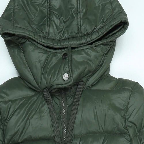 DKNY Womens Green Quilted Coat Size 12 Zip - DKNY