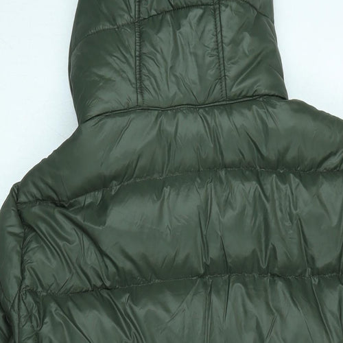 DKNY Womens Green Quilted Coat Size 12 Zip - DKNY