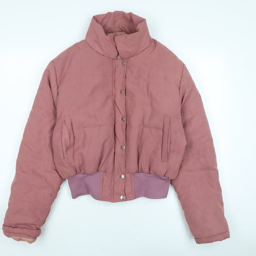 PRETTYLITTLETHING Womens Pink Quilted Jacket Size 16 Zip