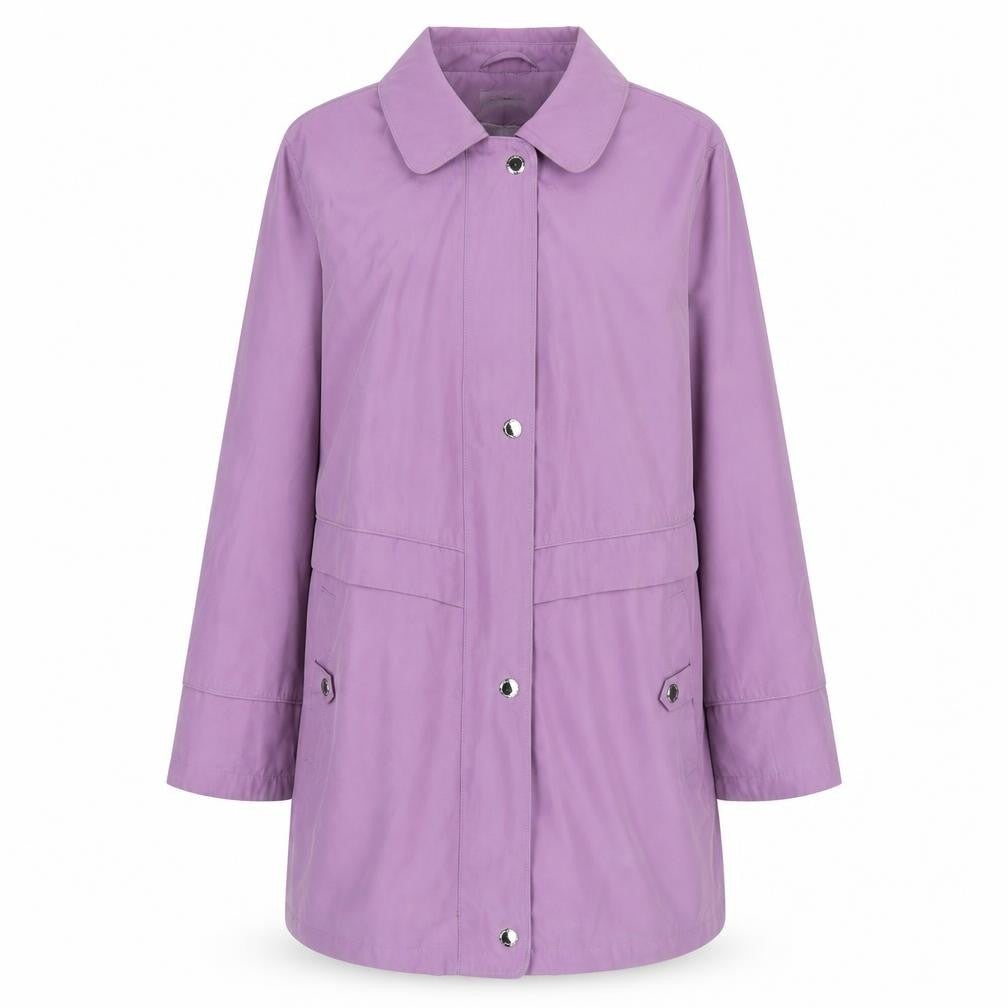 Front view of Dannimac women’s purple anorak coat, size L, zip